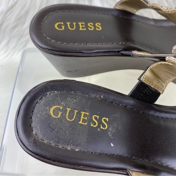 GUESS LOGO WEDGE SANDALS THONG SLIP ON SHOES SIZE 8 - Picture 9 of 11